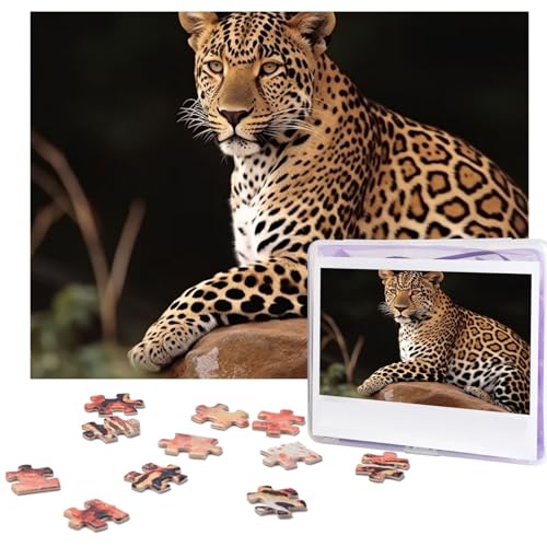 Puzzle 500 Teile für Erwachsene, afrikanischer Leopard auf Felsen, cooles Tier-Weihnachtspuzzle, Geschenk, Puzzle für Familie, Größe 52 x 38 cm von VducK