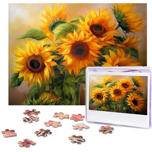 Puzzle 500 Teile für Erwachsene, schöne Sonnenblumen, Puzzle, cooles Tier-Weihnachtspuzzle, Geschenk, Puzzle für Familie, Größe 52 x 38 cm von VducK