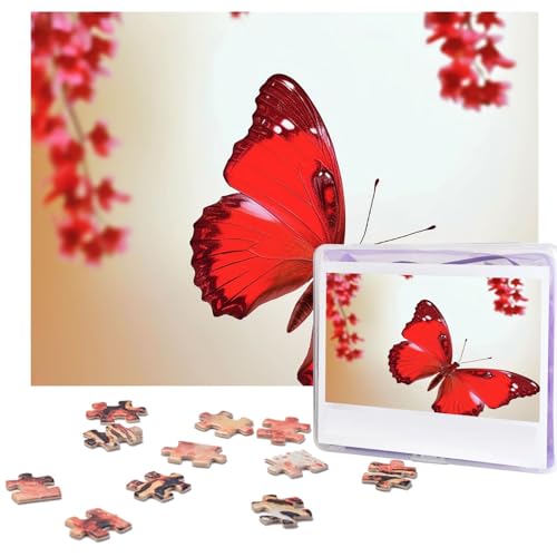 Puzzle 500 Teile für Erwachsene, schönes rotes Schmetterling, cooles Tier-Weihnachtspuzzle, Geschenk, Puzzle für Familie, Größe 52 x 38 cm von VducK