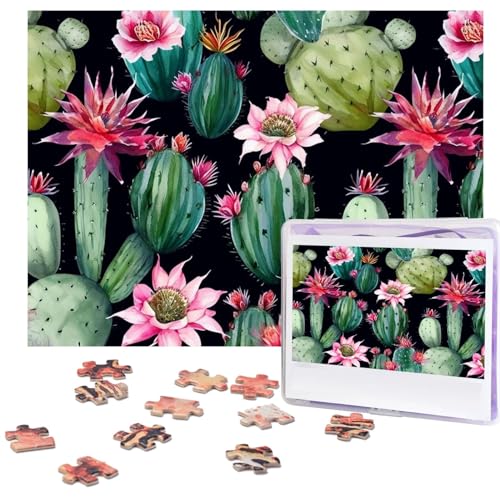 Puzzle 500 Teile für Erwachsene, tropischer Kaktusbaum, Blume, Puzzle, cooles Tier-Weihnachtspuzzle, Geschenk, Puzzle für Familie, Größe 52 x 38 cm von VducK