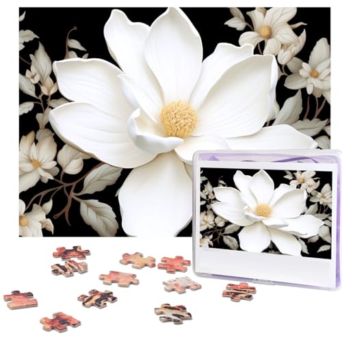 Puzzle 500 Teile für Erwachsene, weißes Blumen-Puzzle, cooles Tier-Weihnachtspuzzle, Geschenk, Puzzle für Familie, Größe 52 x 38 cm von VducK