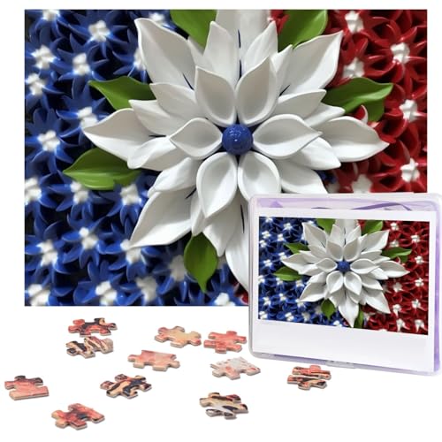 Puzzle 500 Teile für Erwachsene Amerika Patriotische Blume Puzzle Cooles Tier Weihnachtspuzzle Geschenk Puzzle für Familie Größe 52 X 38 cm von VducK
