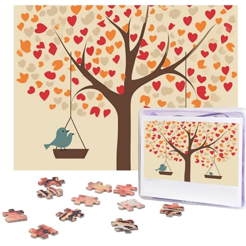 Puzzle 500 Teile für Erwachsene Baum mit Vögeln auf Schaukel Puzzle Cooles Tier Weihnachtspuzzle Geschenk Puzzle für Familie Größe 52 x 38 cm von VducK