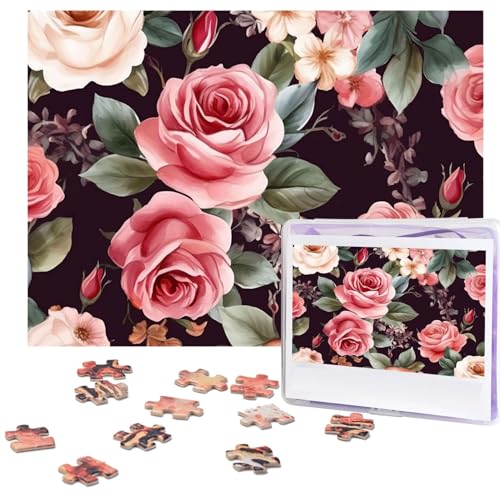 Puzzle 500 Teile für Erwachsene Blühende Rose Blumen Jigsaw Puzzle Cooles Tier Weihnachtspuzzle Geschenk Puzzle für Familie Größe 52 X 38 cm von VducK