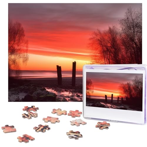 Puzzle 500 Teile für Erwachsene Roter Himmel am Morgen Puzzle Cooles Tier Weihnachtspuzzle Geschenk Puzzle für Familie Größe 52 X 38 cm von VducK