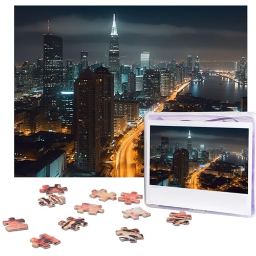 Puzzle 500 Teile für Erwachsene Schöne Stadt Nachtansicht Puzzle Cooles Tier Weihnachtspuzzle Geschenk Puzzle Für Familie Größe 52 X 38 cm von VducK