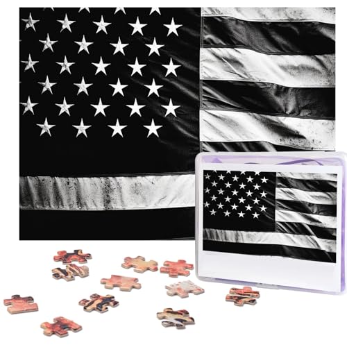 Puzzle 500 Teile für Erwachsene Schwarz und Weiß Amerikanische Flagge Jigsaw Puzzle Cool Tier Weihnachten Puzzle Geschenk Puzzle für Familie Größe 52 X 38 cm von VducK