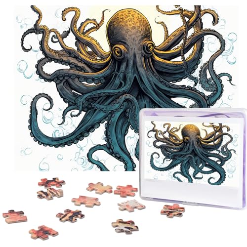 Puzzle 500 Teile für Erwachsene Sonne Ozean Octopus Jigsaw Puzzle Cool Tier Weihnachten Puzzle Geschenk Puzzle für Familie Größe 52 X 38 cm von VducK
