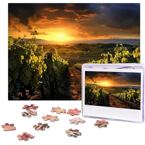 Puzzle 500 Teile für Erwachsene Sonnenuntergang über den Weinbergen Jigsaw Puzzle Cooles Tier Weihnachtspuzzle Geschenk Puzzle für Familie Größe 52 x 38 cm von VducK