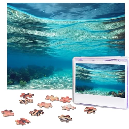 Puzzle 500 Teile für Erwachsene Unterwasseransicht des tropischen Strandes Puzzle Cooles Tier Weihnachtspuzzle Geschenk Puzzle für Familie Größe 52 x 38 cm von VducK