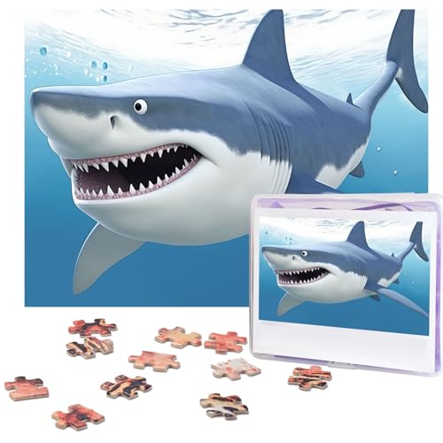 Puzzle 500 Teile für Erwachsene Weißer Hai Puzzle Cooles Tier Weihnachtspuzzle Geschenk Puzzle für Familie Größe 52 X 38 cm von VducK