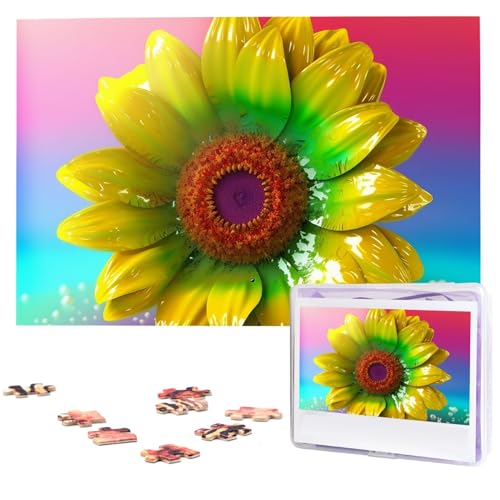 Puzzles 1000 Teile Für Erwachsene 3D Bunte Sonnenblume Puzzle Coole Tier Weihnachten Puzzle Geschenk Puzzle Für Familie Größe 75 X 50 cm von VducK