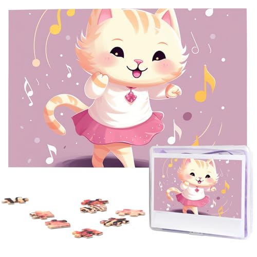 Puzzles 1000 Teile Katze tanzt zur Musik Personalisierte Puzzles Fotos Puzzle für Familie Bilderpuzzle für Erwachsene Hochzeit Geburtstag Mini Bausteine Größe 75 x 50 cm von VducK