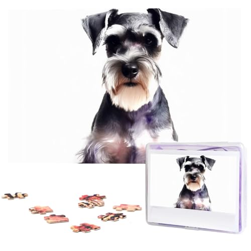 Puzzles 1000 Teile Wohlerzogener Schnauzer Personalisierte Puzzles Fotos Puzzle für Familie Bilderpuzzle für Erwachsene Hochzeit Geburtstag Mini Bausteine Größe 75 x 50 cm von VducK