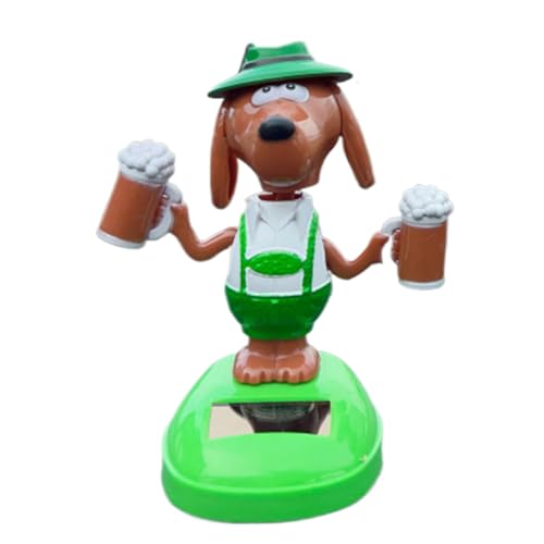 Auto-Armaturenbrett-Dekorationen, solarbetriebener Kopf, Hundewackelfigur, lustig, schwingend, Cartoon-Welpen-Ornament für Auto-Innendekoration, Geschenke für Fahrer, Männer, Frauen und Geburtstage von Veasbuu