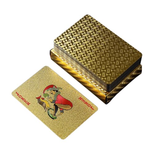 Gold Foil Poker Cards, Waterproof Tabletop Playing Deck, 3.43x2.24 inches PVC Sturdy Card, Portable Leisure Game Set for Festivals, Parties, Gatherings, Home Entertainment Gold Foil Poker Cards, Waterproof Tabletop Playing Deck, 3.43x2.24 inches PVC Sturdy Card, Portable Leisure Game Set for Festivals, Parties, Gatherings, Home Entertainment von Veasbuu