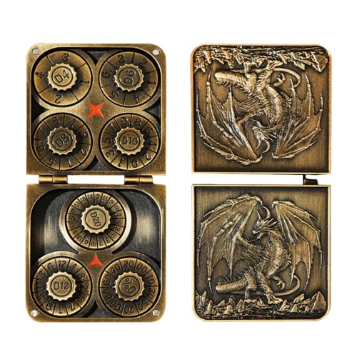 Metal Dice - Metal Cosplay Toys for Party, tragbar mit Magnetkasten, Taschendrachen für Nächte, Urlaub, Geburtstag, Wochenende, Rollenspiel, Reisen, Zuhause, Spieler, Erwachsene, Familie von Veasbuu