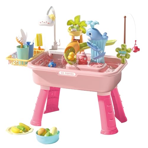 Veasbuu Kid Water Table, 4 in 1 Educational Sink Toy with Electric Faucet, 21.26x11.42x20.87 Inches Beach Outdoor Toys to Boys and Girls, Pretend Play Set for Travel, Backyard, Pool, Park, Daycare von Veasbuu