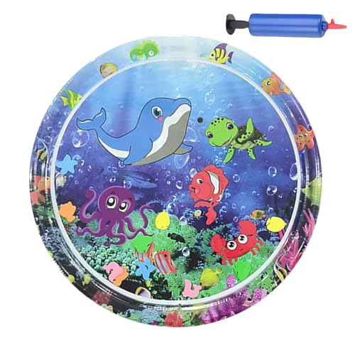 -Wasserbett, Bunte Kinderspielmatte mit Aufblaser, 100 x 100 cm, tragbare sensorische Spieldecke für heißes Wetter und Kühlung im Freien von Veasbuu