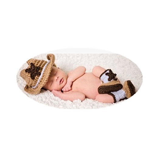 Foto-Requisiten für Neugeborene, Cowboy-Stil, gehäkelte Strickmütze, Stiefel, Fotografie-Requisiten von Vedory