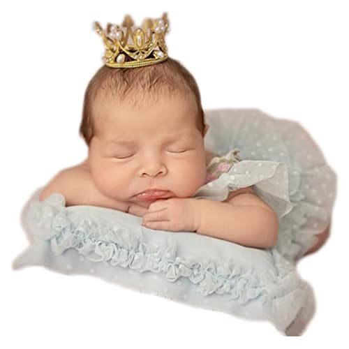 Fotoshooting-Requisiten für Neugeborene, Kunstperlen, Mini-Krone, Strass-Tiara, Fotografie-Requisiten, Strass, Party-Krone (Gold) von Vedory