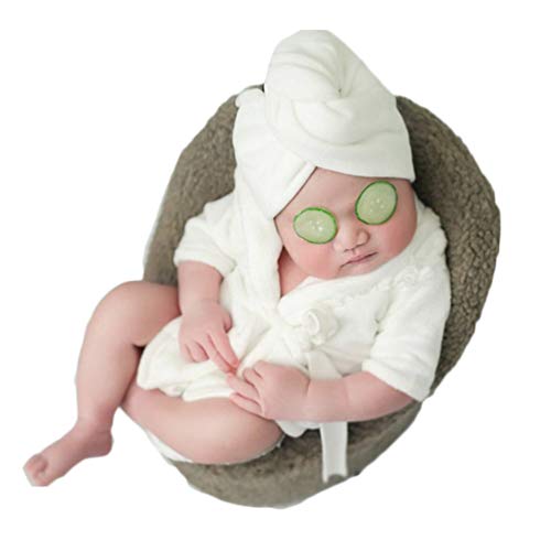 Neugeborenes Baby Fotografie Foto Requisiten Junge Mädchen Kostüm Bademäntel Badetuch Decke Fotoshooting Weiß 0-6 Monate von Vedory