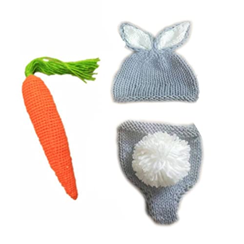 Neugeborenes Baby Häschen Kaninchen Häkelarbeit Fotografie Requisiten Neugeborenes Baby Outfits Windel Kostüm (Grau) von Vedory