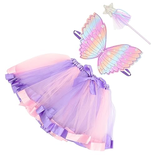 Veemoon 1 Satz Flügel verkleiden Requisiten LED Mädchen Fee Leistungsflügel halloween costume halloween kleidung kinderkostüme Cosplay-Outfits Dekoration schöner Zauberstab Tuch Violet von Veemoon