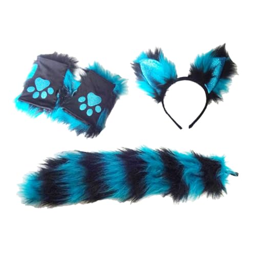 Veemoon 1 Satz Fuchs Stirnband Set Fuchsohren Cosplay-Fuchs und Ohren pelziges Kostüm Tierohren und Fuchs-Tierkostüme Kunstschwanz Fuchs Stirnband und Plüsch Blue Veemoon 1 Satz Fuchs Stirnband Set Fuchsohren Cosplay-Fuchs und Ohren pelziges Kostüm Tierohren und Fuchs-Tierkostüme Kunstschwanz Fuchs Stirnband und Plüsch Blue von Veemoon