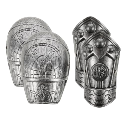 Veemoon 1 Satz Gepanzerte Schulterpolster Cosplay-Armband Rüstungskostüm Cosplay Schulterschutz Rüstungen römisches Kostüm Rüstungsspielzeug Kinderrüstung für Jungen Plastik Silver von Veemoon