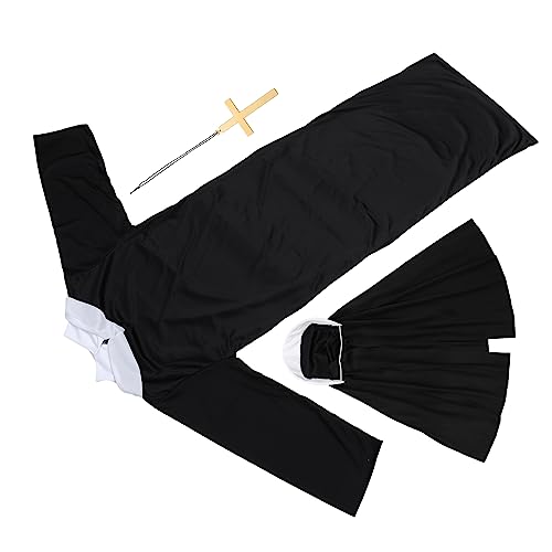 Veemoon 1 Satz Partykleidung halloween kleider halloween dress ملابس نسائية Halloween-Kostüme für Mädchen Nonnen-Rollenspielkostüm kreatives Nonnenkostüm Party -Requisiten Polyester Black von Veemoon