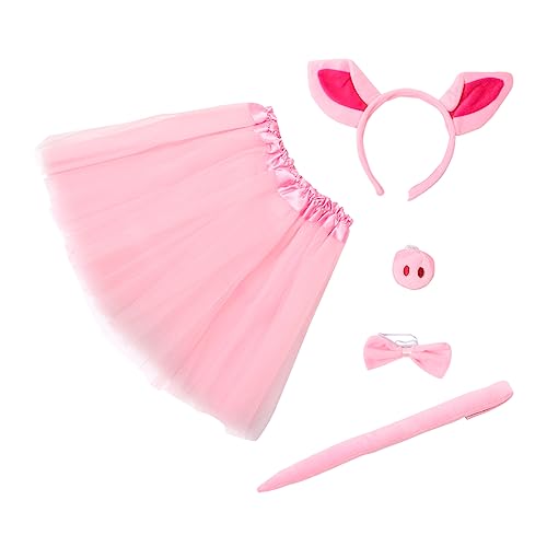 Veemoon 1 Satz Satz Schweine Kostüme Rosa Schweineschnauze Verkleiden Kostüm Leistung Junge Mädchen Kind Schweineohr Stirnband Tierkostüm Party-cosplay-halloween Stoff von Veemoon