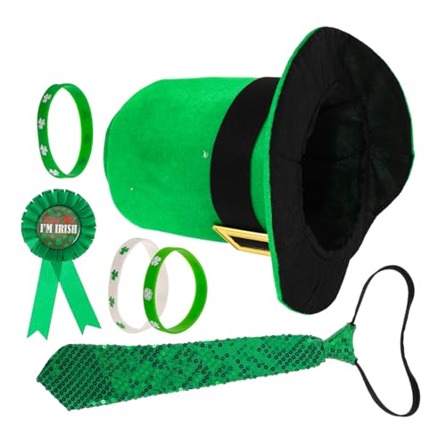 Veemoon Festlicher Anzug Zum Patricks Day – Kleeblatt-anstecknadel-set Hut- Und Krawattenpaket Für Jungen Perfektes Party-accessoire Für Die Patricks Day-feierlichkeiten von Veemoon