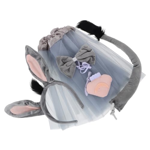 Veemoon 1satz Kinderkostüm Zubehör Mit Eselohren Und Fliege Für Tierkostüm Verkleidung Für Partys Und Halloween Niedliches Tierheaddress Für Mädchen von Veemoon