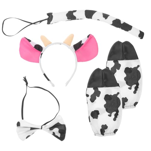 Veemoon 1 Set Milchkuh-kostüm-set Für Halloween, Stirnband, Handschuhe, Fliege, Tier-cosplay Für von Veemoon