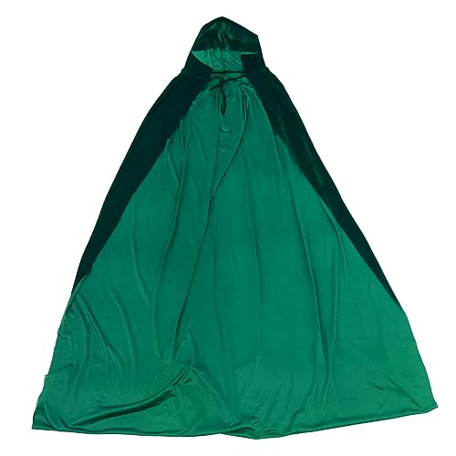 Veemoon 1 Stück Halloween-Mantel Halloween umhang Halloween Cape Black Cape Hexenmantel mit Kapuze Halloween -Kostüm Dame weihnachtsdeko Cosplay-Umhang Bühnenumhang Samt Green von Veemoon