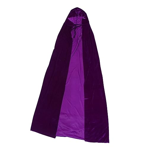 Veemoon 1 Stück Halloween-Mantel Halloween umhang Halloween Costume Halloween Clothes umhang Halloween Cosplay-Zubehör Party bunt weihnachtsdeko Umhang mit Kapuze Bühnenumhang Samt Violett von Veemoon