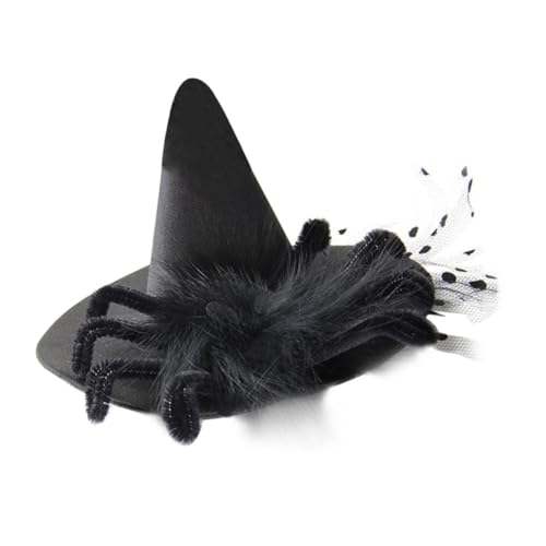 Veemoon 1 Stück Schwarzer Spiderweb Hexenhut Haarschmuck für Damen Dekorativer Hairpin für Halloween Kostüm und Festtagsfeiern Vielseitig Einsetzbar von Veemoon