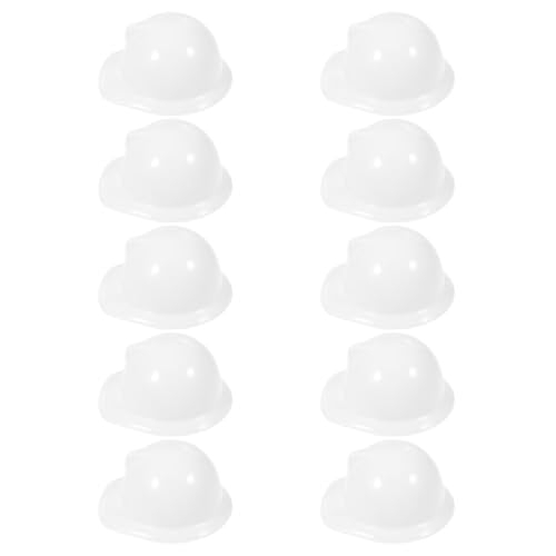 Veemoon 10 Stück Miniatur-bauhut, 4,9 X 4,7 X 2,1 cm, Puppenhelm, Plastikflaschenaufsatz für DIY-spielzubehör, Kuchenaufsätze – Weiß von Veemoon