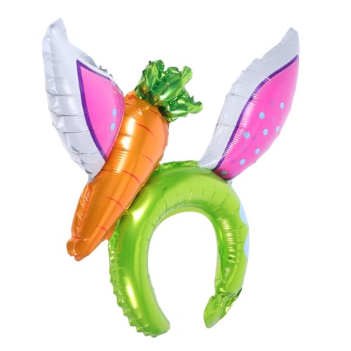 Veemoon 10 Stück Teiliges Hasenohren Stirnband Set mit Aluminiumfolie Ballons Karotten und Kaninchenform Kinderparty Osterdeko Frühling Feier Niedliche Kaninchenohren Haarschmuck für von Veemoon