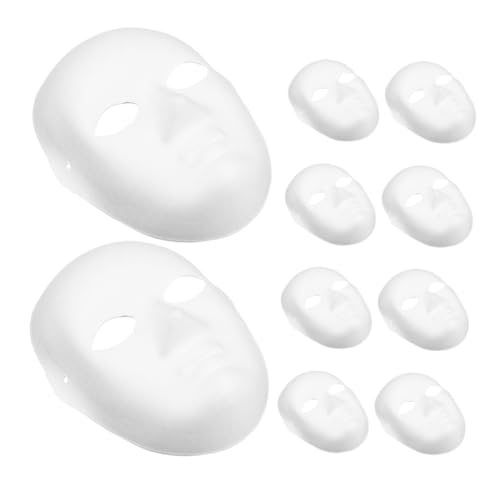 Veemoon 10 Stück Teiliges Weiße Papiermasken zum Bemalen Leere Vollgesichtsmasken für DIY Kunstprojekte für Karneval Halloween Maskenbälle und Kreative Familienaktivitäten von Veemoon