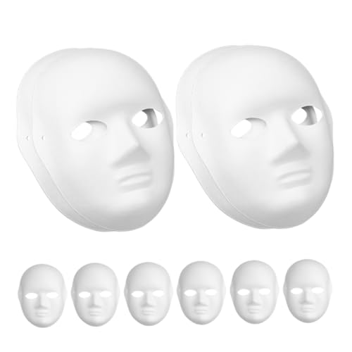 Veemoon 10 Stück Weiße Papiermasken zum Bemalen Vollflächige DIY Masquerade Masks Blanko für Karneval Halloween Bastelprojekte und Kreative Gruppenaktivitäten von Veemoon