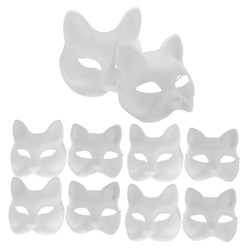 Veemoon Unbemalte Katzenmasken 10 Stück Maske Mache-maske Für Halloween-kostüme Und Cosplay-zubehör von Veemoon