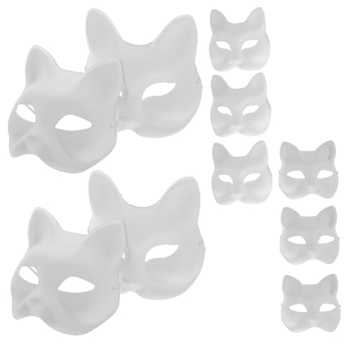 Veemoon 10stücke Malbare Masken Teiliges Katzen Und Fuchs-masken Leere Papiermasken Für Halloween Cosplay Und Maskenbälle Bastelzubehör Für Partys von Veemoon