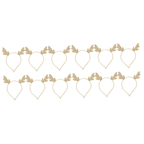 Veemoon 12 Stck. Teiliges Goldenes Rentiergeweih Haarreif Weihnachts Haarschmuck für Damen und Festlicher Kopfschmuck für Party Fotografie Karneval von Veemoon