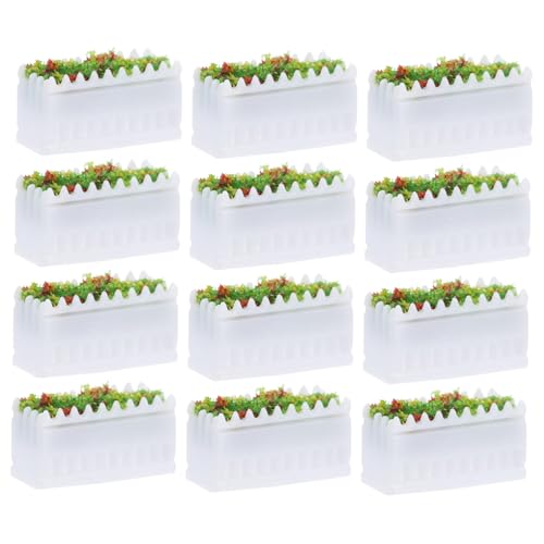 Veemoon 12 Stück Teiliges Mini Weiß mit Blumen Stabile Landschaftsdekoration für Puppenhaus Micro Landschaft Kreative DIY Szenerie Langlebige Miniatur Gartenornamente von Veemoon