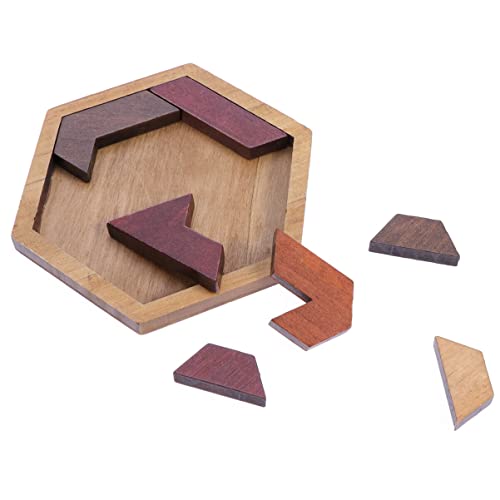 Veemoon 12 STK Holzpuzzle hölzernes Sechseck Gehirnrätsel für Kinder Partyspiel-Puzzle Tangrams für Rätsel für Erwachsene Spielzeug Puzzles Jahrgang Plüschtier Bambus von Veemoon