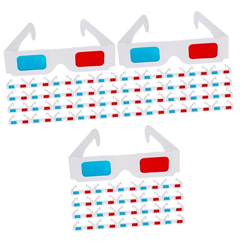 Veemoon 120 Stk 3D-Brille aus Papier rot-blaue 3D-Brille Video-Display-Brillen glitter paper Glitzerpapier Gläser 3D-Brille Anaglyph Anaglyphenbrille rot blau Einweg Karton Brillenpapier von Veemoon
