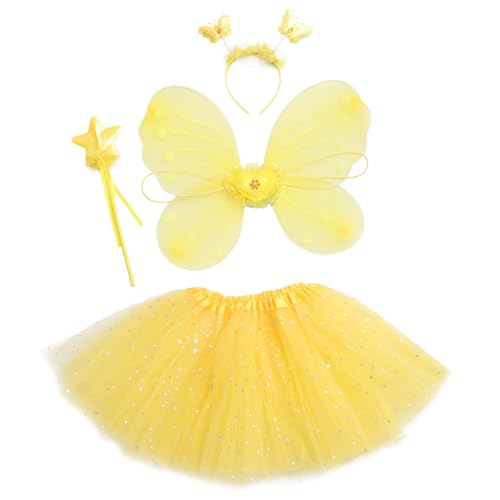 Veemoon 1Satz Feenrock Kostümset für Schmetterlingsflügeln Teiliges Tüll Glitzer für Partys Fasching Auftritte Leuchtende Farben Stilvolles Design von Veemoon