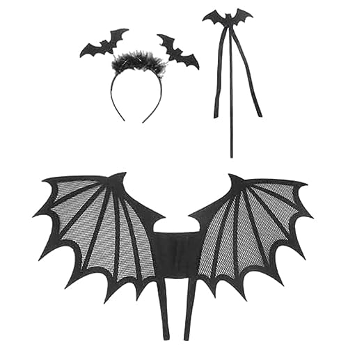 Veemoon 1Satz Halloween Kostümset für Bat Cosplay Zubehör mit Stirnband Flügeln Leichtes Langlebiges Filzmaterial für Halloween Partys Themen Events von Veemoon